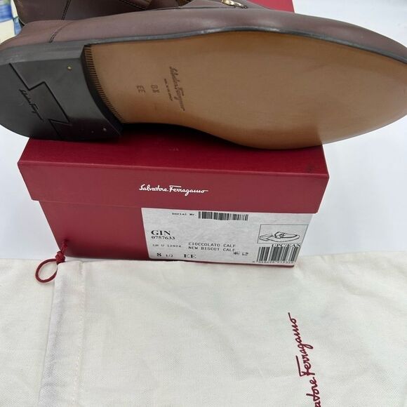Men’s Salvatore, Ferragamo Gancini calf leather loafers size 8.5 EE made Italy - Picture 6 of 11